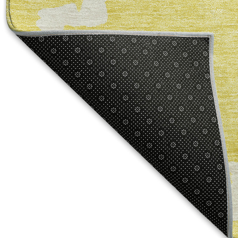 Premium Machine Washable Prisco Yellow Rug, null