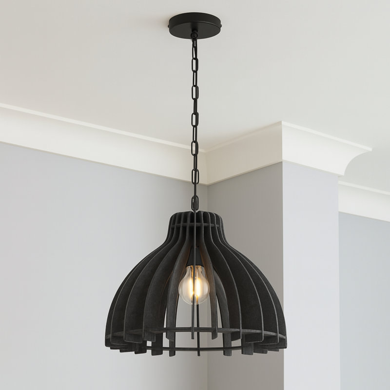 Anji 1 - Light Bowl-shaped Chandelier Ceiling Light , Black