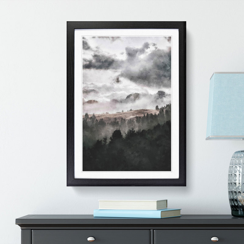 Mist over Wurzjoch in Italy - Picture Frame Painting Print, Black Framed, 63cm H x 45cm W x 2cm D
