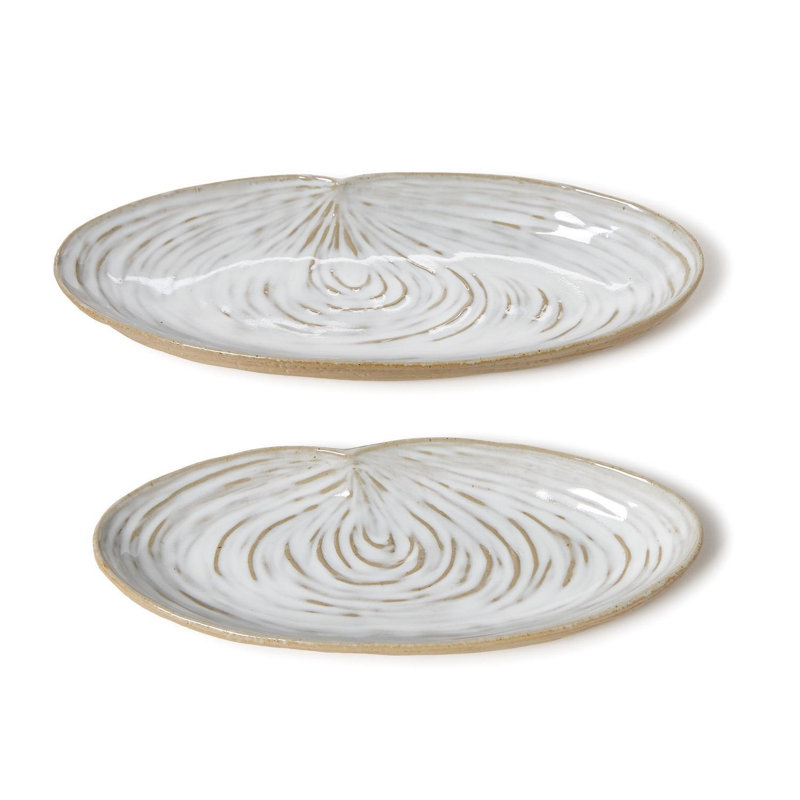 Ensemble de 2 assiettes à moules en grès Artisanal
