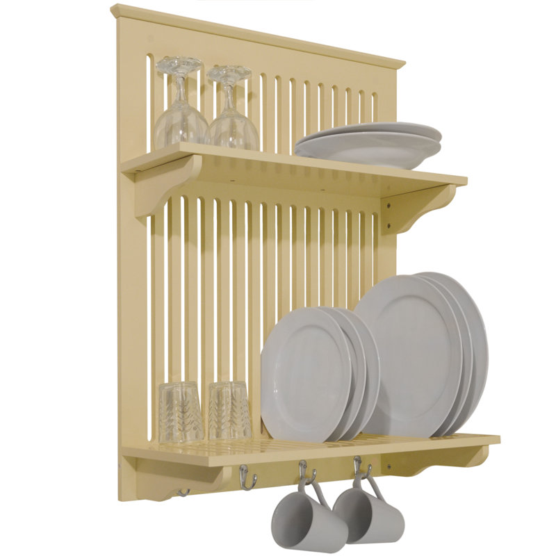 Wood Rectangle Wall Mounted Pot Rack, Buttermilk