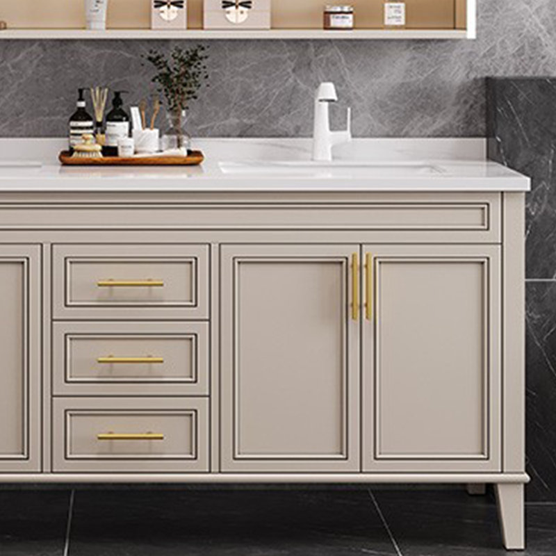 Armoire de salle de bain simple et moderne de style français, 32.28'' H x 74.8'' W x 21.65'' D, Beige