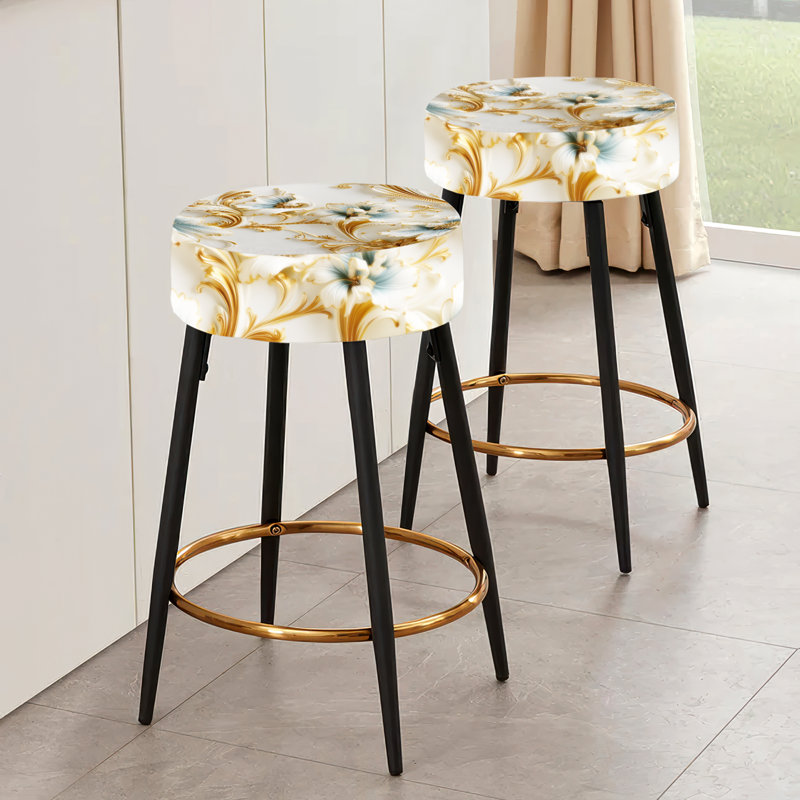 Vintage Ornamental Corners Victorian Pattern - Damask Bar Stools Set Of 2