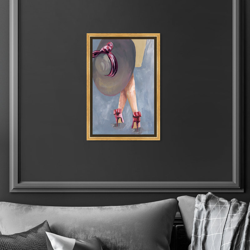 «On My Way», accessoires bleus - reproduction d'art, Cadre flottant doré, H 15 po x l 10 po