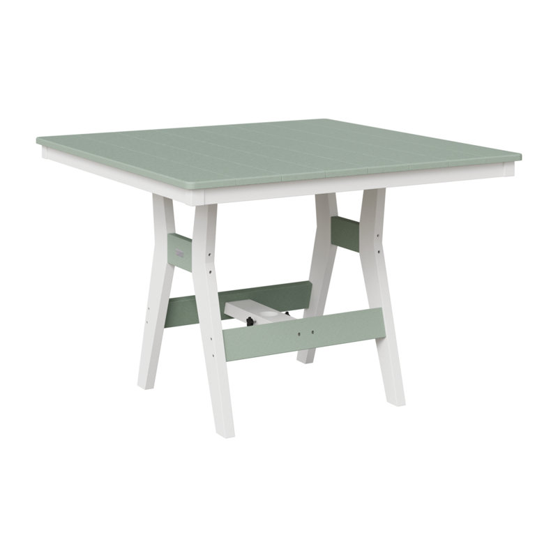 Table de salle à manger carrée 44 po Berlin Gardens Harbor, H 38,37 po x l 44 po x P 44 po, Écume de mer / blanc