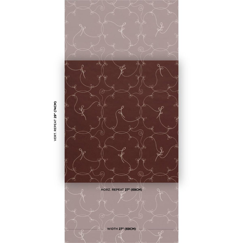 Papier peint Schumacher X Backdrop Broderie, Rouge