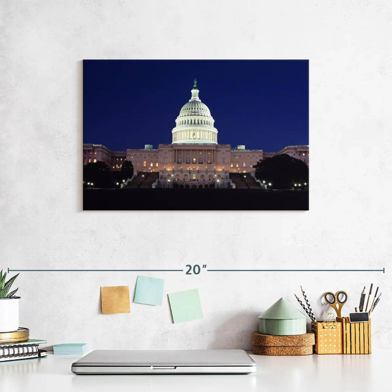 Lilie Nighttime At US Capitol, 8" H x 12" W
