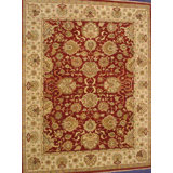 Agra Hand Knotted Wool Oriental Area Rug in Red/Yellow