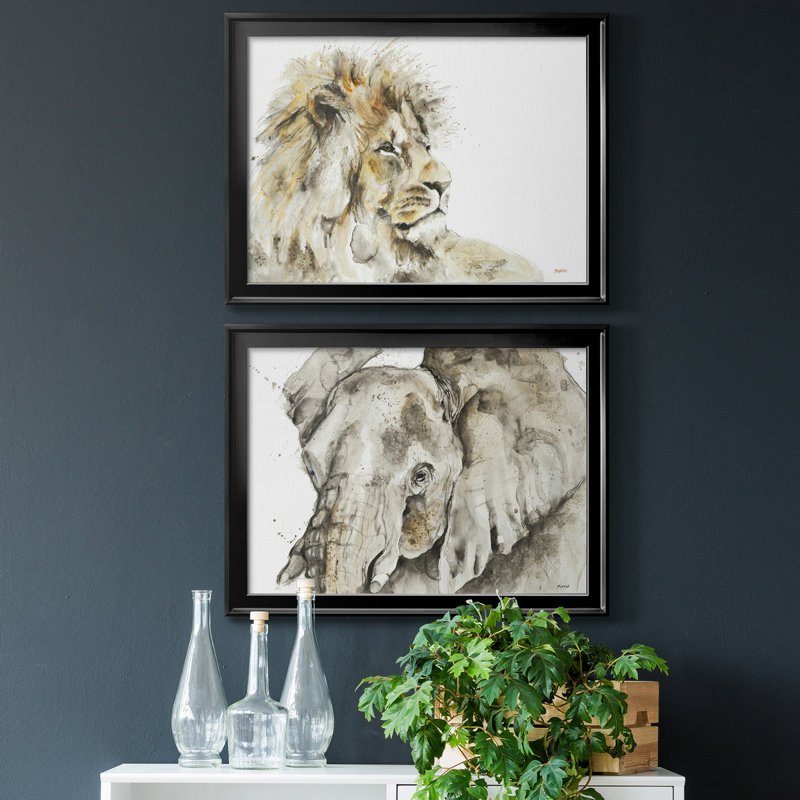 SAVANNAH I - Ensemble de 2 reproductions, Toile avec cadre noir, H 22,5 po x l 30,5 po x P 1,5 po, Pas de tapis