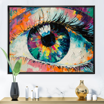 Colorful Turquoise Woman Eye Art - Modern Canvas Artwork