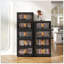 Noir, armoire de rangement pliante latérale de 24 po, 5 niveaux, 23,62 po x 13,78 po x 59,84 po, bacs de rangement pliables avec porte magnétique, armoire de rangement en plastique avec roues