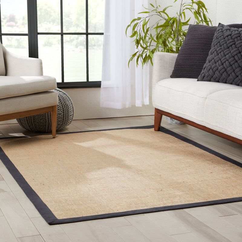 Handwoven Black Border Natural Jute 5' x 7' Area Rug