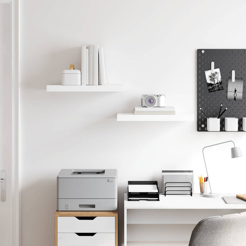 Tablette murale Tablette flottante à fixation murale pour cadre photo, Blanc très luisant, H 1,5 po x l 19,7 po x P 9,1 po