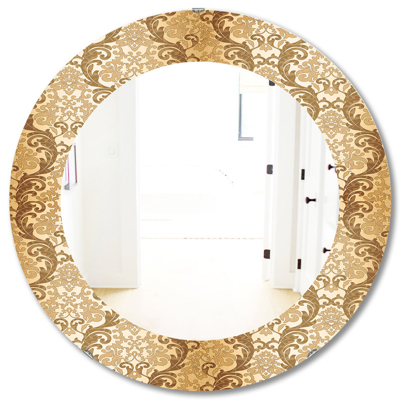 Motif damassé - Miroir Mid-Century, H 31,5 po x l po