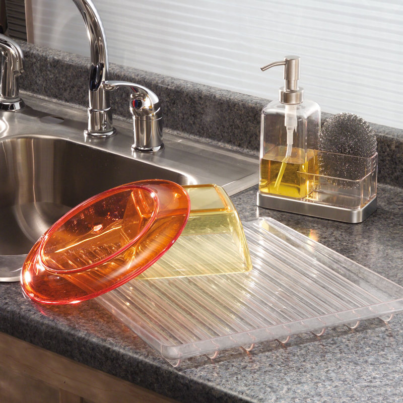 Clear and Stainless Steel Soap Dispenser with Sponge Caddy