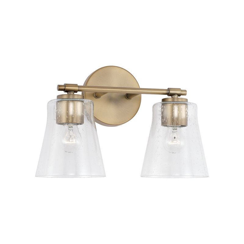 2 - Light Dimmable Vanity Light, Aged Brass