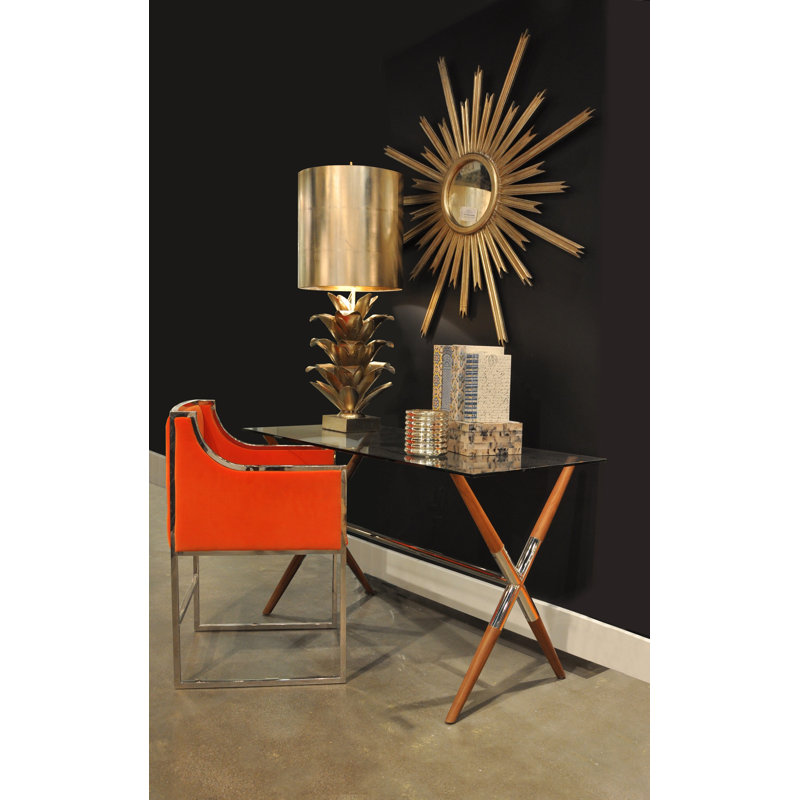 Starlata Metal Wall Mirror, Champagne Silver Leaf