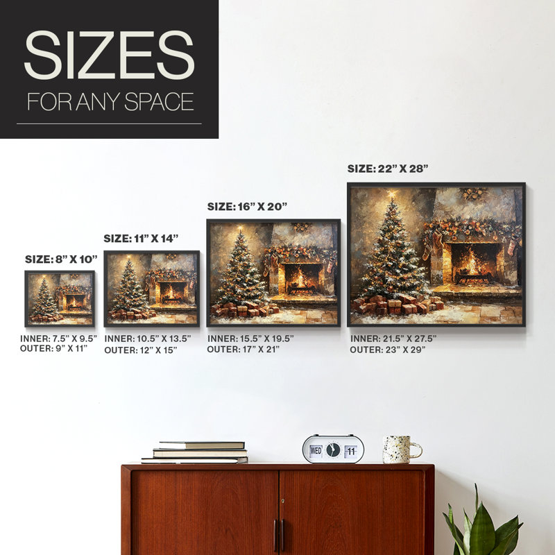 Art de Noël - CCVV - Reproduction encadrée - Restickable, Noir, noir, noir, noir, H 16 po x l 20 po