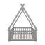 Lit simple en forme de tente avec garde-corps, porte et plateforme à lattes - Lit pour enfant en bois de pin, gris-540859084-540859086