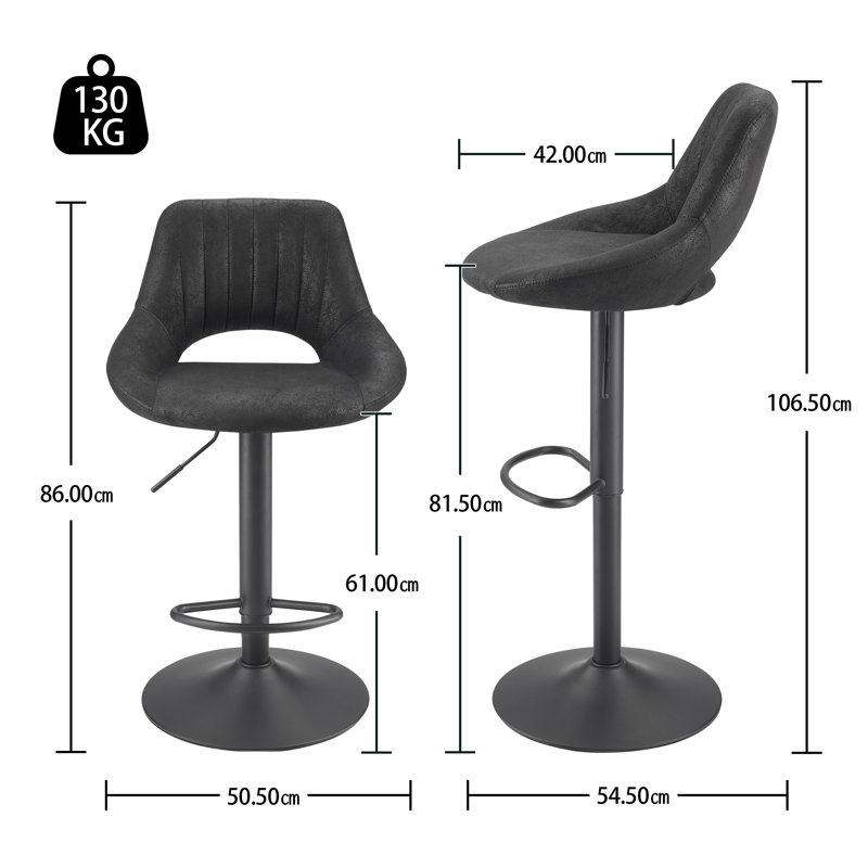 Licon Height Adjustable Swivel Bar Stool, Black