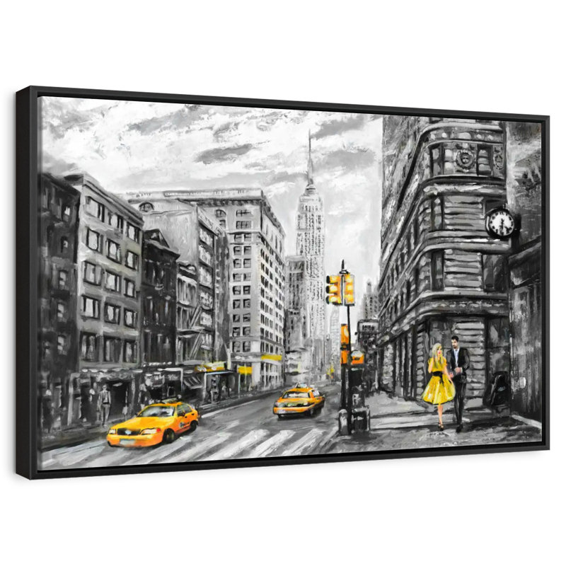 NYC, Cadre flottant noir, 37 po x 25 po