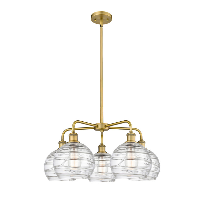 Lustre sphérique à 5 lumières en acier à intensité variable Essex, H 15,88 po x l 26 po x P 26 po, Laiton brossé