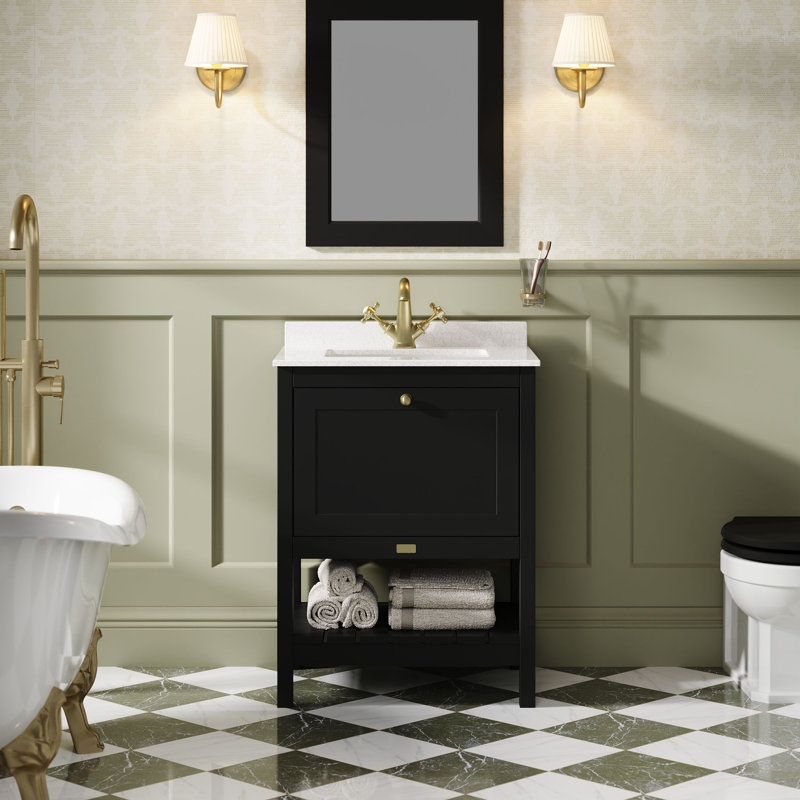Hartleigh Bathroom Vanity, Matt Black, 62cm W