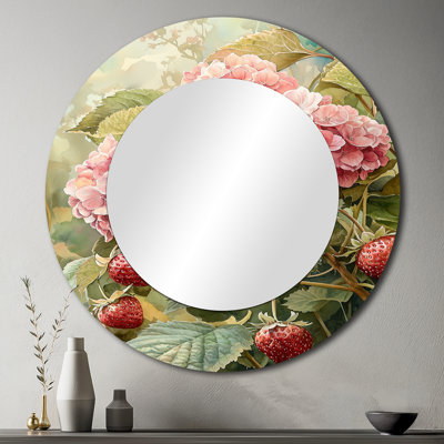 Hydrangeas in the Strawberry Patch - décoration murale miroir floral - imprimé sur métal