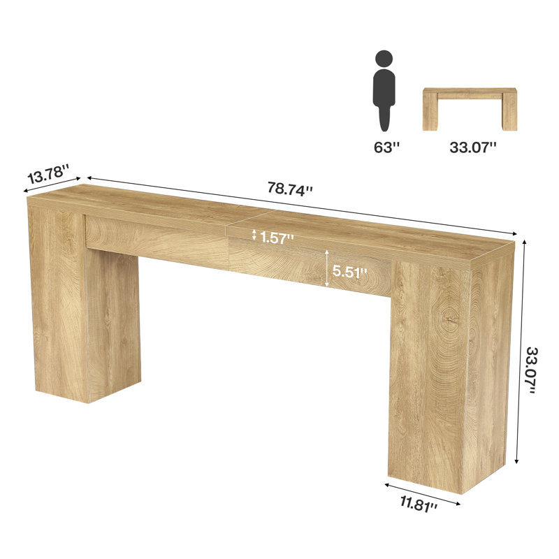 Console très longue 78,7 pouces, canapé derrière le canapé