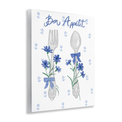 Bon Appetit Floral Silverware Wall Plaque Art by Ilis Avilés