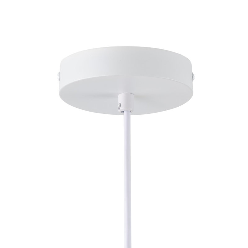 Lustre tambour 4 lumières blanc avec abat-jour en rotin - réglable et à intensité variable, certifié ETL