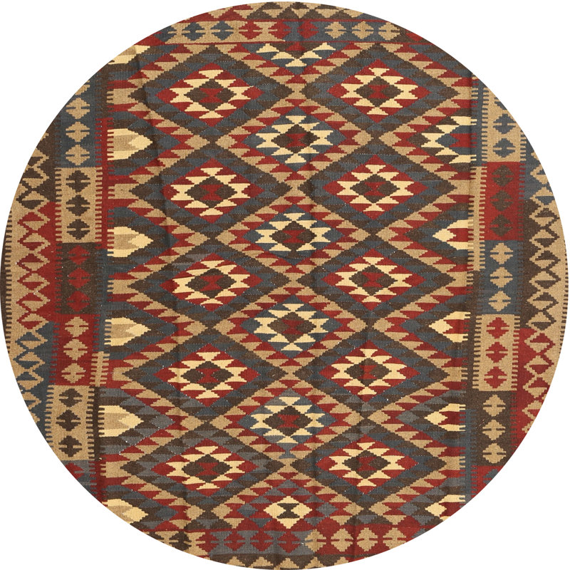 Tapis brun/rouge contemporain Sitkin, Rond 6 pi