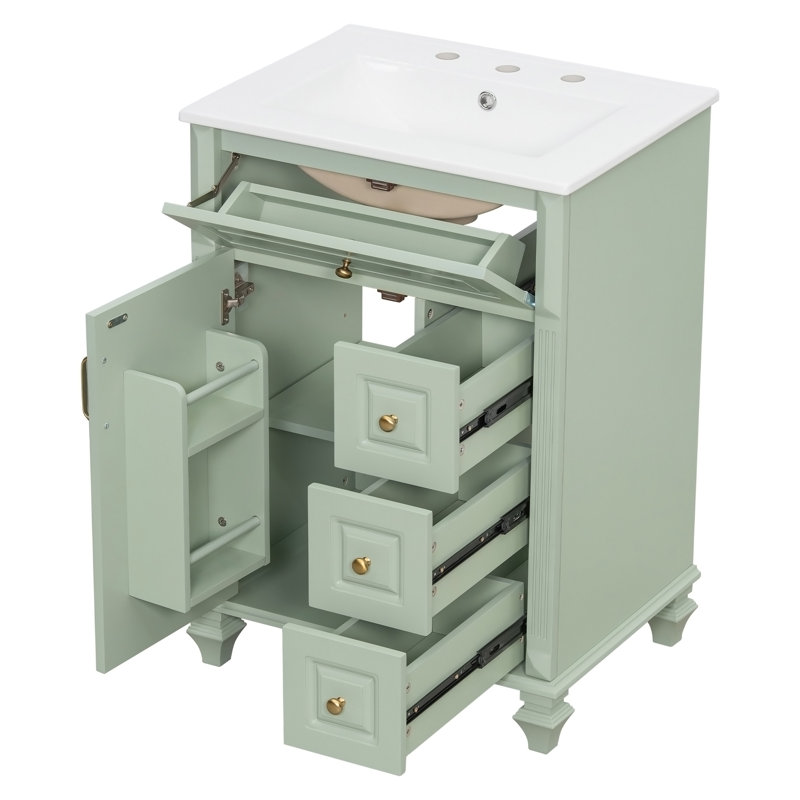 Meuble-lavabo 24 po avec lavabo, Vert