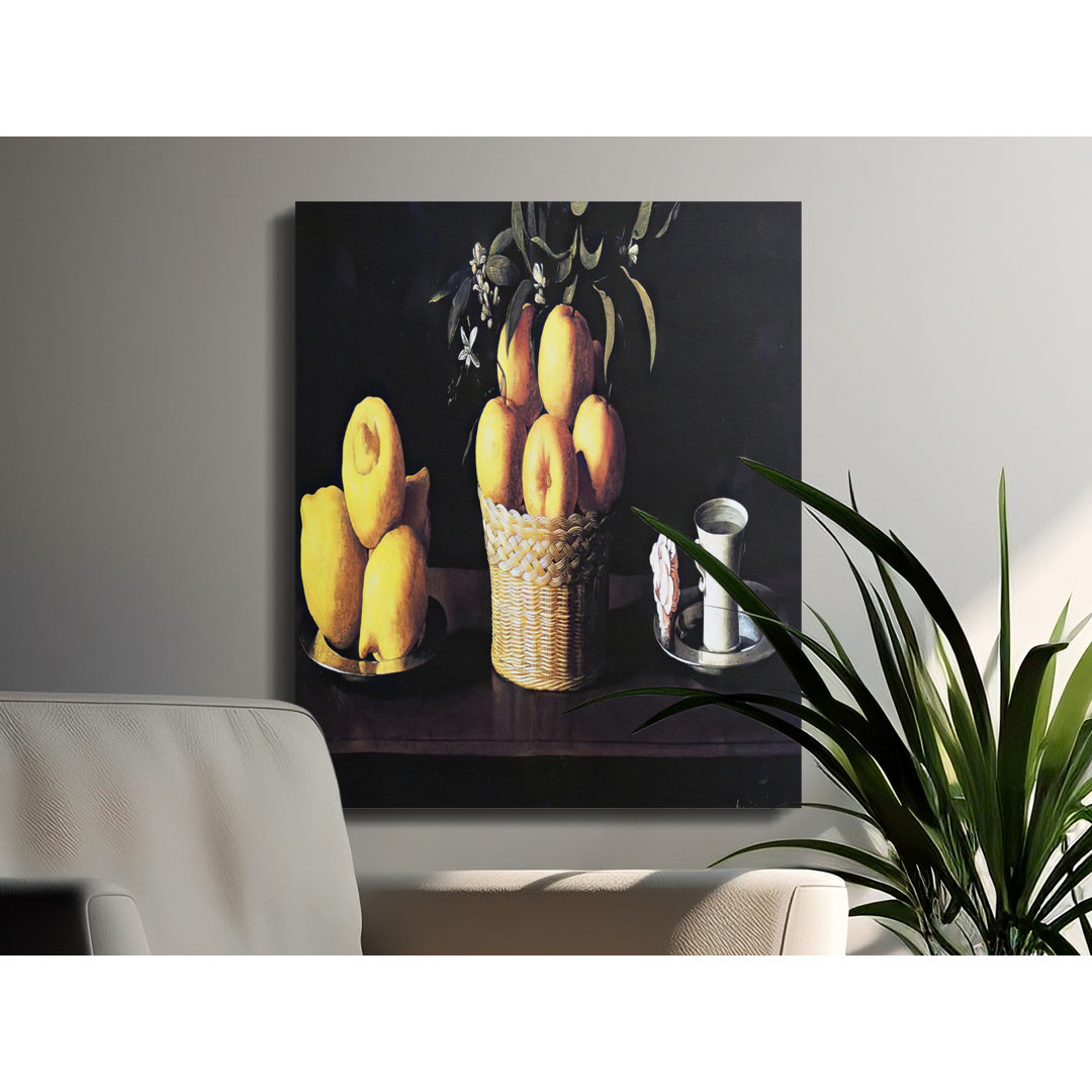 Still Life Canvas Wall Art, Lemons and Apples Print, Gallery Wrapped Matte Canvas, Ready to Hang, Archival Quality, Modern Home Decor