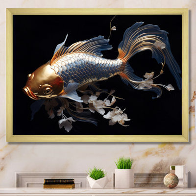 Gold Kois Fish Mysterious Shadows - Animals Wall Art Living Room