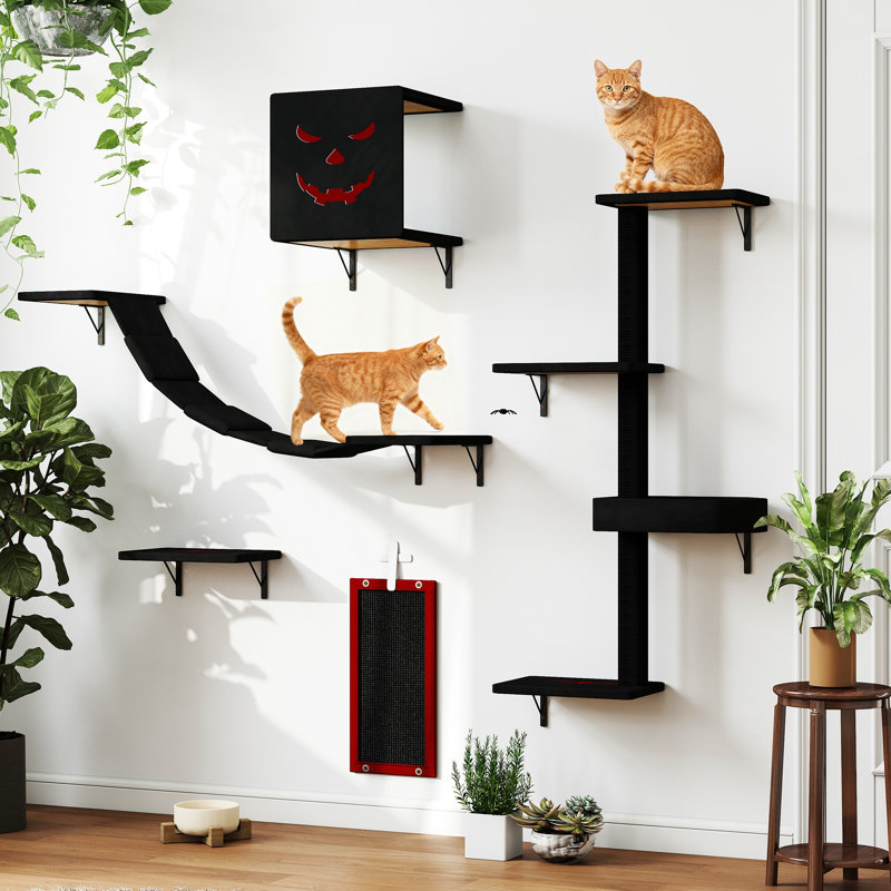Tablettes murales pour arbre à chat, Black&Red