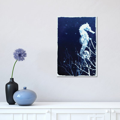 Indigo Seahorse 1 Piece Wrapped Canvas Wall Art