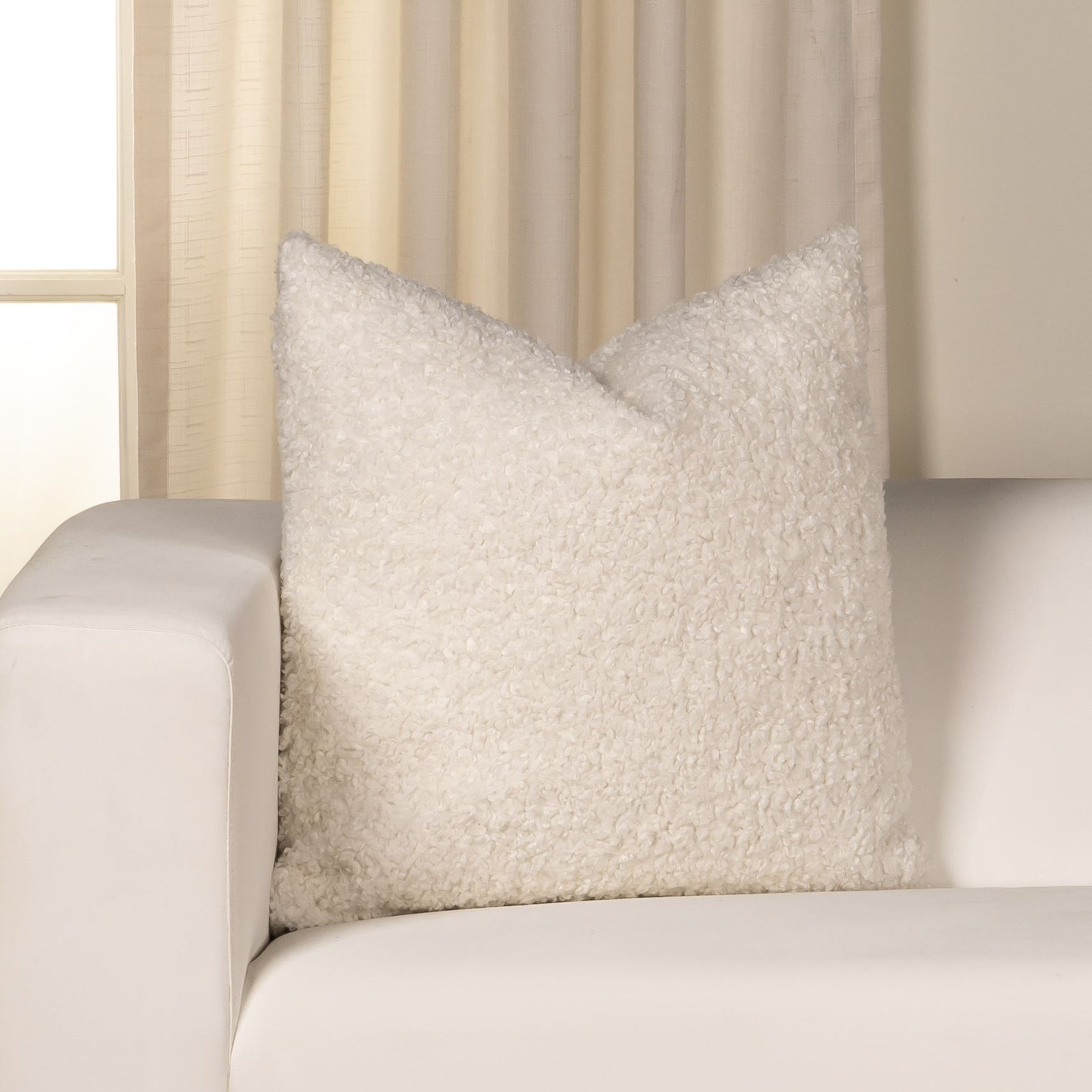 Solid Throw Pillow, Feather, Ivory, Square 20"