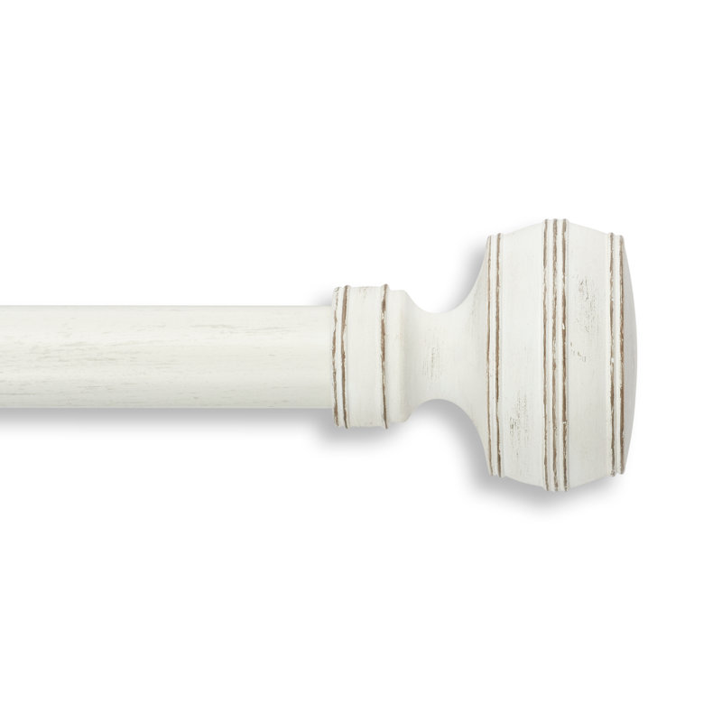 Poignée de porte Cambria Designer Series Farmhouse Antique Dia. Tringle à rideaux à longueur fixe, Blanc