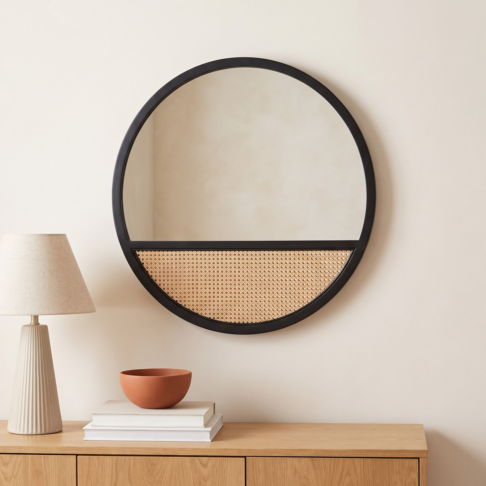 Karima Solid Wood Wall Mirror, Black
