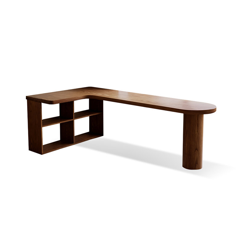 Bureau en bois massif en forme de L brun noisette, Retour à gauche, H 29,53 po x l 70,87 po x P 39,37 po
