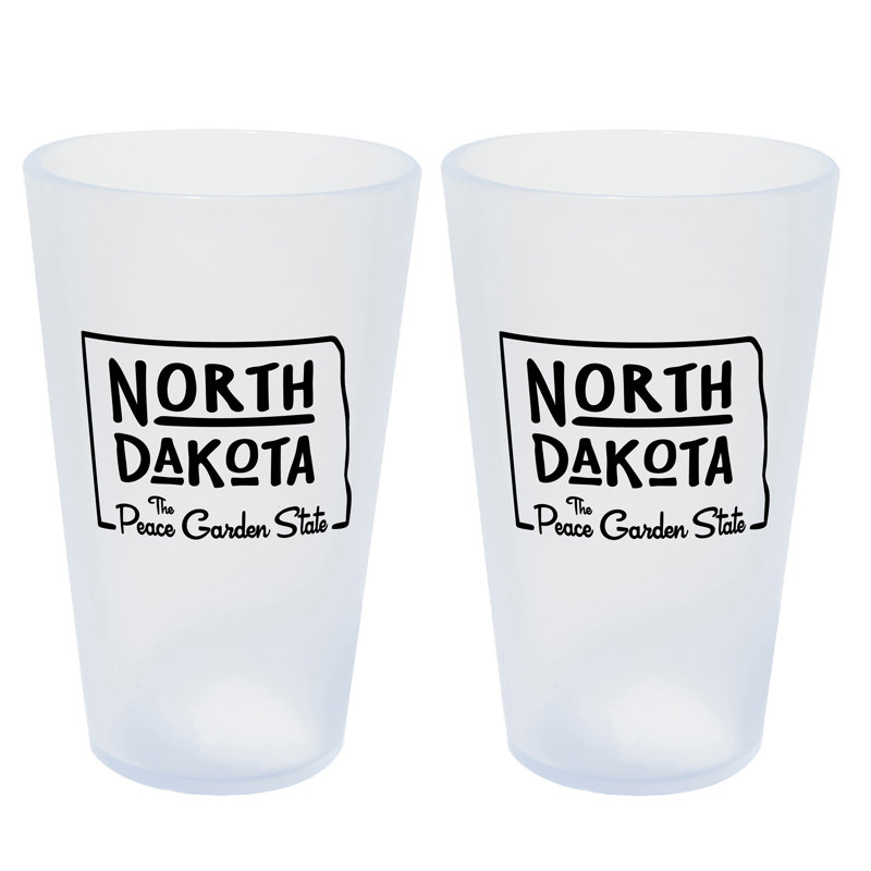 Silipint: Verres State Pint 16 oz: paquet de 2 - North Dakota - verres à glaçons incassables