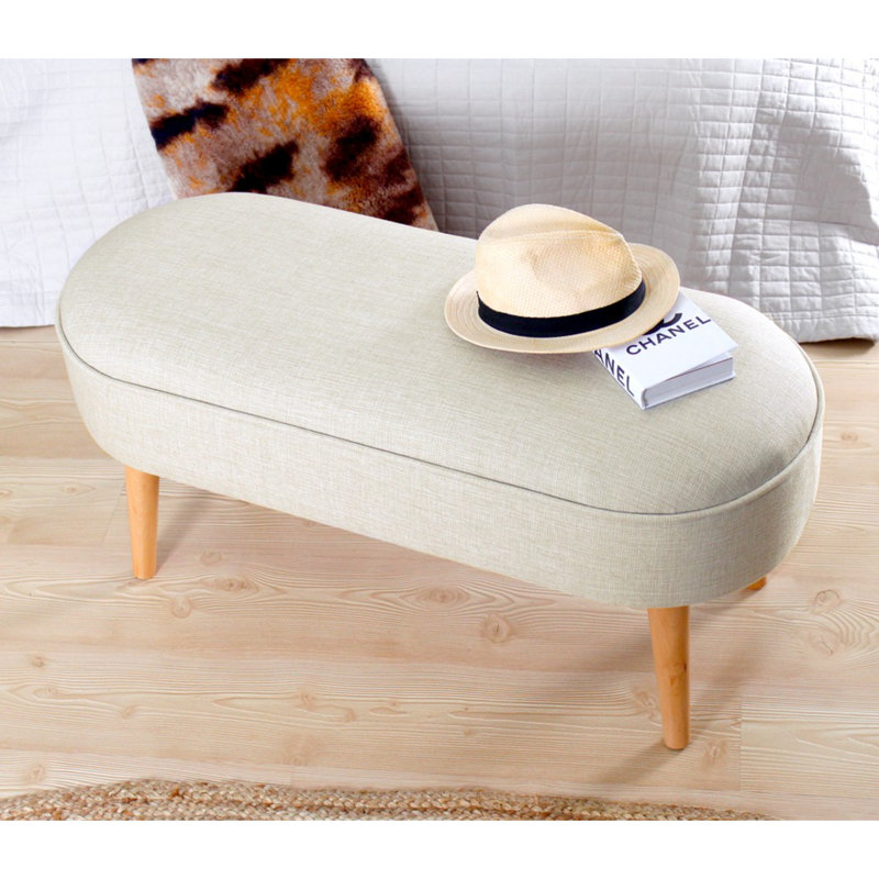 Cormier 100cm Wide Rectangle Solid Colour Cocktail Ottoman, Cream