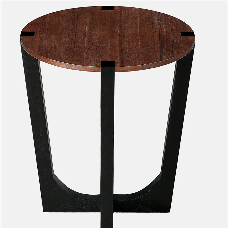 Table d'appoint en bois massif ACACIA, brun et noir