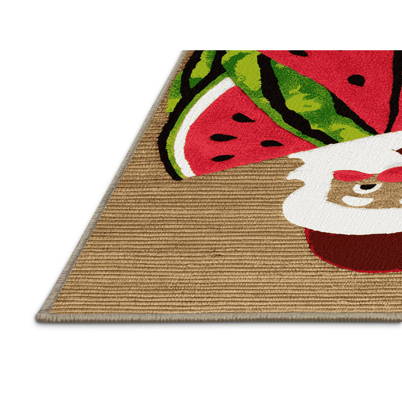  Tapis lavable père Noël avec fruits melon, Rectangulaire 8 pi x 10 pi