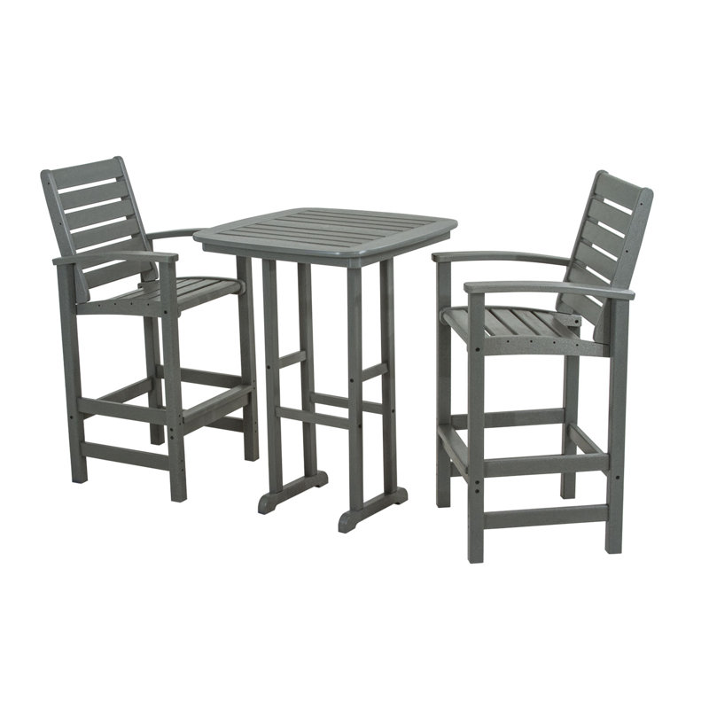 POLYWOOD Signature 3-Piece Bar Set, Slate Gray