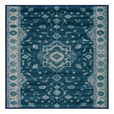 Machine Washable Overdyed Blue Area Rug