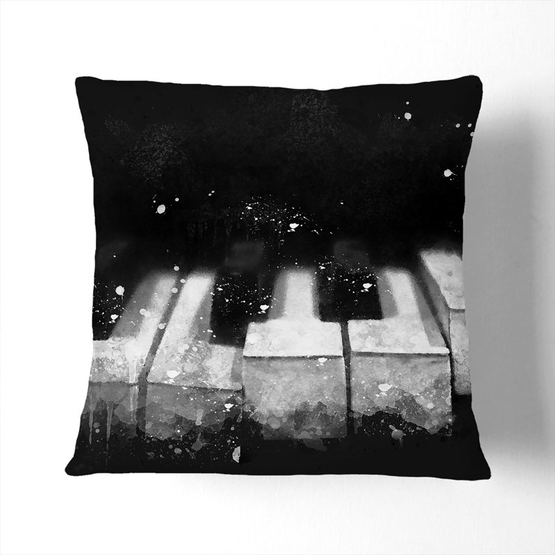 Broken Piano Keys Abstract Cushion with Filling, 40cm H x 40cm W x 15cm D