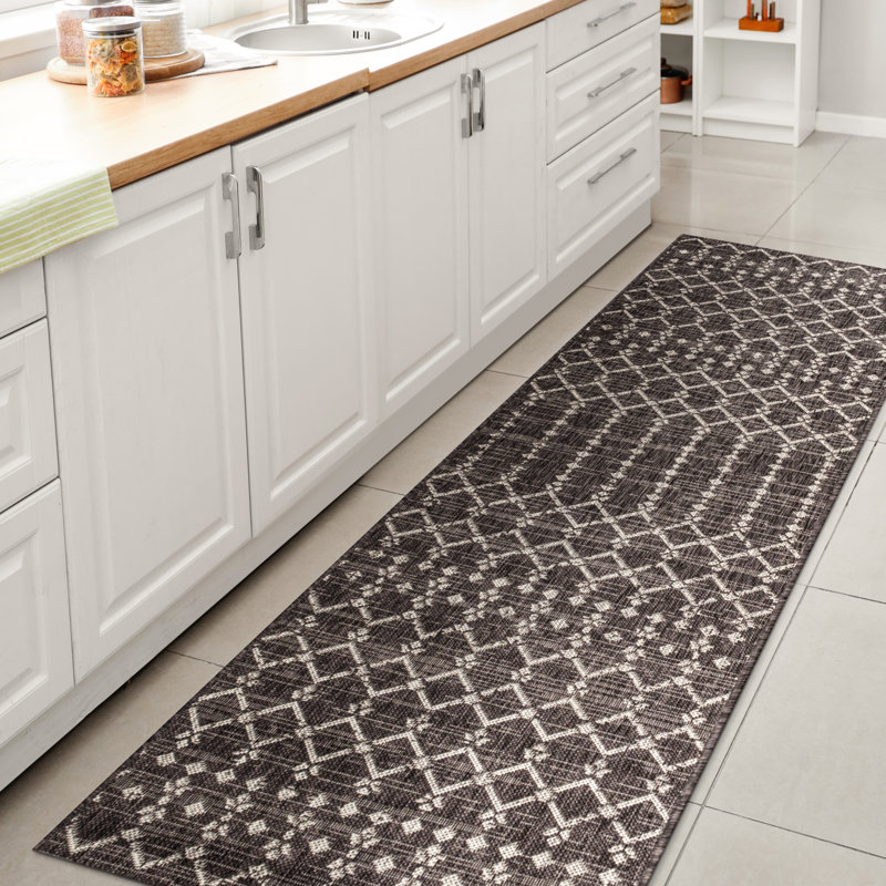 Tapis d'intérieur / extérieur Crompton, Tapis de couloir 2 pi 2 po x 10 pi, Noir/gris