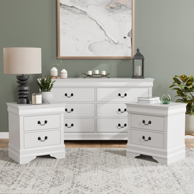 Ensemble de chambre à coucher 3 pièces Aberdeen (1 commode et 2 tables de chevet)